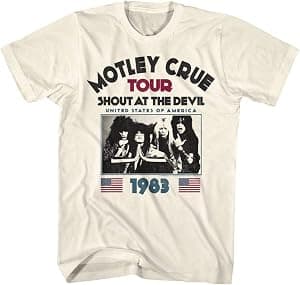 American Classics Camiseta adulta de manga curta Motley Crue 80s Hair Band 1983 Shout at The Devil Tour por Artista não identificado — capa do álbum