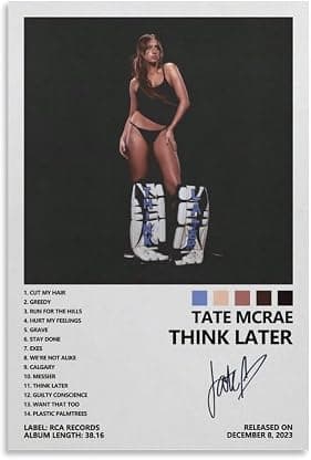 Tate McRae THINK LATER Pôster em tela decoração de quarto paisagem escritório dia dos namorados aniversário sem moldura - estilo 08 x 12 polegadas (20 x 30 cm) por Tela — capa do álbum