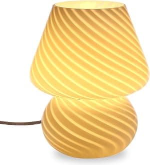 BSOD Mushroom Lamp,Glass Table Bedside Lamps Translucent Murano Vintage Style Striped Small Night Mushroom Decor Light Swirl for Ambient,Kids,Bedroom,Living,Girl Gift (Stripe White) por Artista não identificado — capa do álbum