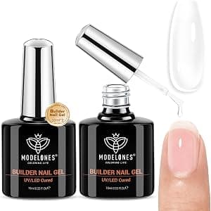 modelones Builder Nail Gel, 2 Pcs Clear Builder Nail Polish for Thickening Strengthener Apex Building Extension Rubber Base Gel Polish in a Bottle for DIY Home Salon Gifts 10ml LED Lamp Cured por Artista não identificado — capa do álbum