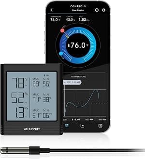 AC Infinity CLOUDCOM B1, Temperature Humidity Smart Hygrometer with LCD Display and Bluetooth App Monitor, Climate Gauge Thermometer Sensor Probe for Basements, Guitar Rooms, Grow Tents & Greenhouses por Artista não identificado — capa do álbum