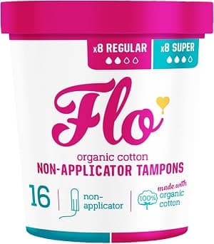 FLO - Absorventes orgânicos não aplicadores, algodão vegetal, biodegradável e livre de plástico, proteção contra vazamentos, pacote regular e supercombo, 16 unidades por Artista não identificado — capa do álbum