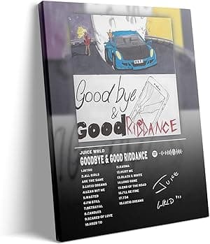 Juice WRLD Canvas Wall Art Decor - Goodbye & Good Riddance Pôster de arte de capa de álbum, estética de sala de música hip-hop moderna, arte de parede de rap, decoração de casa para quarto ou estúdio por Lona — capa do álbum