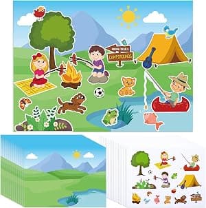 Frienda 24 Set Summer Camp Mini Sticker Scenes Outdoor Camp Adventure Sticker Scenes Educational and Learning Activities VBS Vacation Bible School Decor Supplies por Artista não identificado — capa do álbum