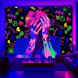 Lil Peep Tapeçaria Luz Negra, Rapper Pôster Luz Negra para Quarto, Bandeira UV Hip Hop Star Music (101 x 76 cm) por Artista não identificado — capa do álbum