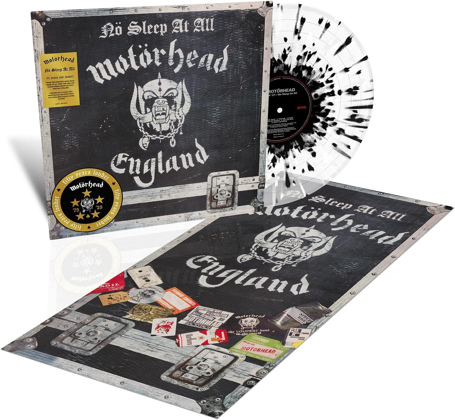 No Sleep At All (50th Anniversary)[Clear/Black-White Splatter LP] por Motorhead — capa do álbum