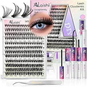 Lash Clusters Kit, DIY Cluster Extensiones de pestañas 9-16mm, 30D+40D+50D, 240pcs Fluffy D Curl Natural Lashes con Lash Bond and Seal, Pinzas para pestañas, removedor, cepillo-Natural Fake Wispy Individual Clusters por Individual — capa do álbum