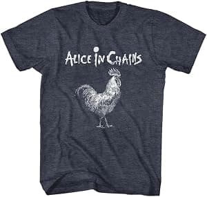 Camiseta com logotipo e galo Alice in Chains adulto azul-marinho mesclado manga curta estilo rock vintage anos 90 camiseta gráfica por Artista não identificado — capa do álbum