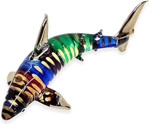 Tiny 3" Multicolor Gold Shark Figurine - Miniature Hand Blown Glass Sharks Marine Sea Life Ocean Fish Small Crystal Animal Decorative Collectible Figure Décor Gifts por Artista não identificado — capa do álbum