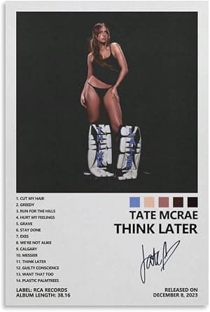 Tate McRae THINK LATER Pôster em tela decoração de quarto paisagem escritório dia dos namorados aniversário sem moldura - estilo 08 x 12 polegadas (20 x 30 cm) por Tela — capa do álbum