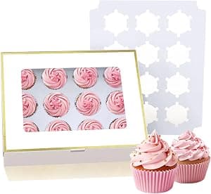 Poppy's caixas de cupcake com acabamento dourado, recipientes de cupcake com 12 contagens com inserções removíveis, suporte para cupcake com janela transparente (pacote com 20) por Artista não identificado — capa do álbum