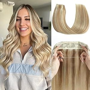 Extensões de cabelo Tinashe Halo de cabelo humano loiro claro destacado extensões de cabelo liso loiro dourado, fio invisível, extensões de cabelo humano liso (35,5 cm, #16/613) por Artista não identificado — capa do álbum