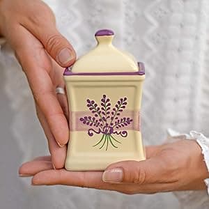 City to Cottage Erva de cozinha de cerâmica pequena feita à mão, 150 ml, tempero, pote de armazenamento com tampa, vasilha de cerâmica, presente de inauguração de casa (creme lavanda floral) por Artista não identificado — capa do álbum