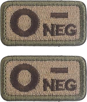 2 peças de adesivos Blimark Blood Type, O- Negative NEG, gancho e laço, remendo de moral tático bordado para mochilas, roupas, jeans, chapéus, bolsas, capacetes, jersey, coletes do exército, camisetas por Artista não identificado — capa do álbum