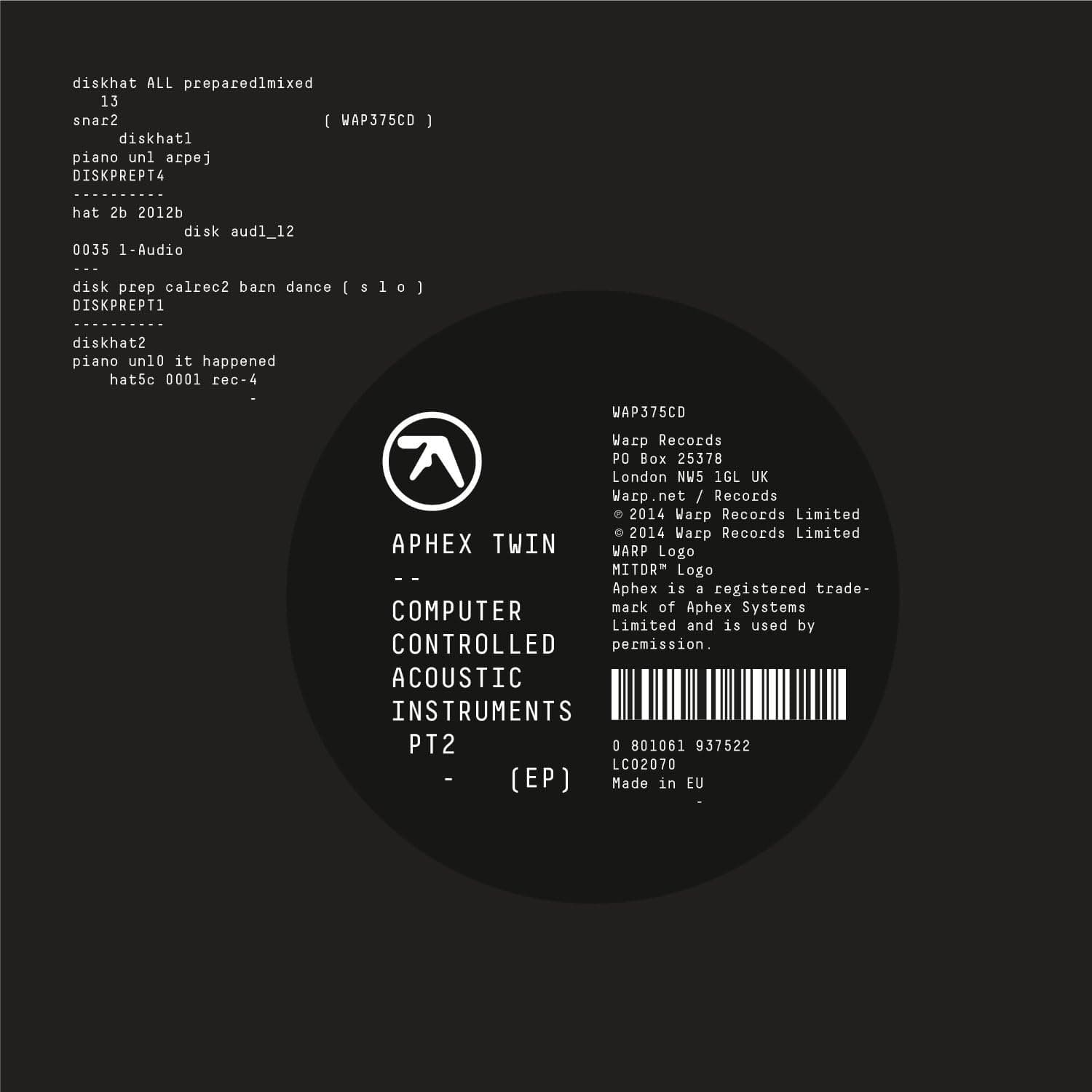 Computer Controlled Acoustic Instruments PT 2 por Aphex Twin — capa do álbum