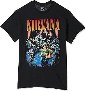 Camiseta masculina Nirvana Live in Concert Photo | Mercadoria oficialmente licenciada por Artista não identificado — capa do álbum