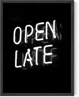 HAUS AND HUES Pôster de sinal neon aberto tardio – pôsteres néon ousados para quarto, arte de parede moderna de dormitório universitário, decoração de parede estética retrô (sem moldura) por Papel — capa do álbum