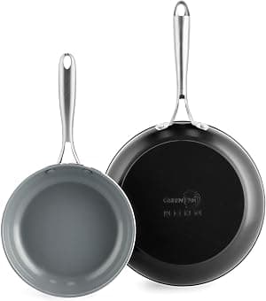 GreenPan Conjunto de frigideiras Swift Healthy Ceramic antiaderente, 20 cm e 25 cm, alças de aço inoxidável, sem PFAS, lavável na lava-louças, seguro para forno, preto por Artista não identificado — capa do álbum