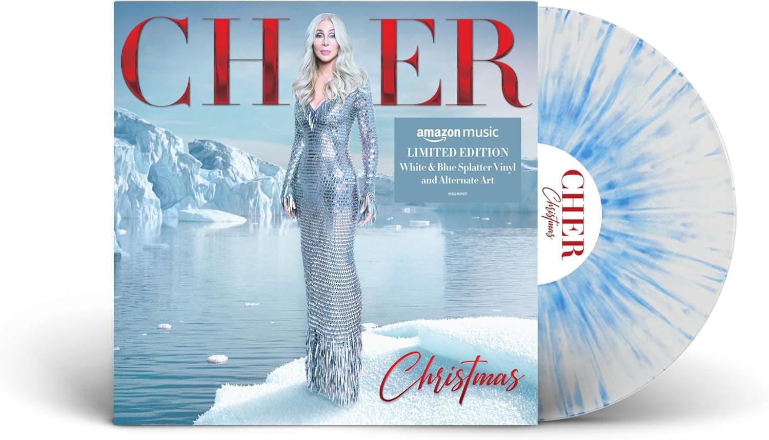 Christmas (Amazon Exclusive Blue & White Splatter Vinyl + Alternate Cover) por Cher — capa do álbum