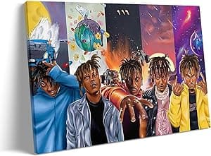 Juice WRLD Canvas Wall Art Decor - Colagem de Juice WRLD Capas de álbum com desenhos e retratos icônicos, impressões de pôsteres de música rap para decoração de quarto ou estúdio, presente para fãs de por Lona — capa do álbum