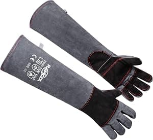 RAPICCA Luvas de manuseio de animais à prova de mordidas de couro reforçado para cães, arranhões de gato, luvas de falcoaria para lidar com pássaros, réptil, esquilo, picada de cobra, 56 cm, cinza e por Artista não identificado — capa do álbum