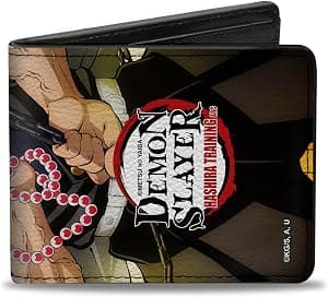 Carteira Demon Slayer, Bifold, Demon Slayer Gyomei Himejima Beads Chain Pose e logotipo do título, couro vegano por Artista não identificado — capa do álbum