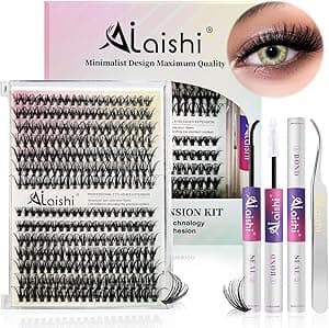 Kit de cílios em cacho, extensões de cílios em cacho DIY 9-16mm, 30D+40D, 280pcs Natural Fluffy D Curl Lashes com Lash Bond and Seal, pinça para cílios naturais falsos, olho de gato, individuais finos (16MIX1-1-S) por Individual — capa do álbum