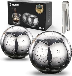 Bolas de Whisky Cubos de gelo reutilizáveis de aço inoxidável para bebidas – Pedras de metal tamanho grande de 55 mm para resfriar uísque, vodka, licores, vinho, suco de bebida ou refrigerante por Artista não identificado — capa do álbum