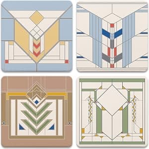 CoasterStone Frank Lloyd Wright Chevron Designs Conjunto de 4 descansos, tamanho único, multicolorido por Artista não identificado — capa do álbum