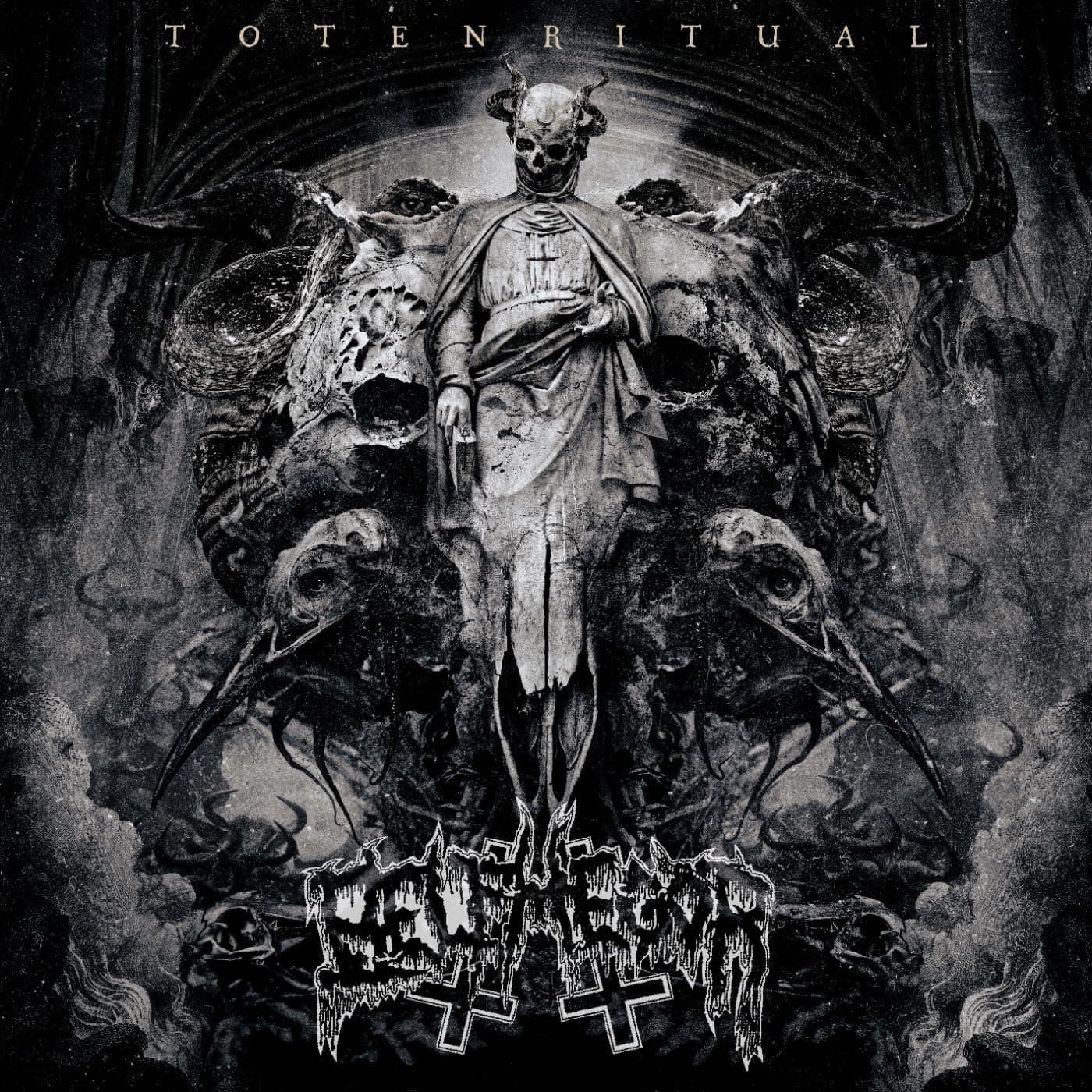 TOTENRITUAL (CRYSTAL CLEAR GOLD & BLACK SPLATTER VINYL) por Belphegor — capa do álbum