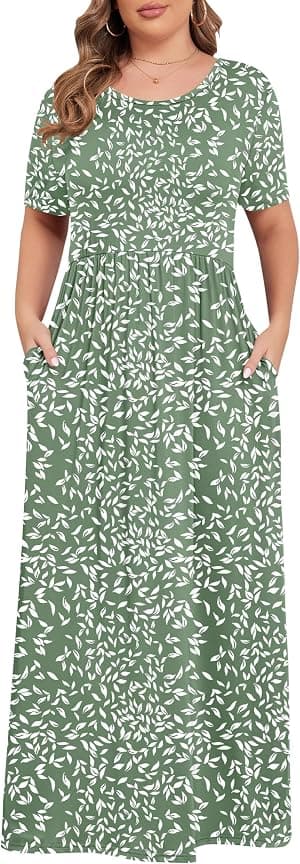 KARALIN Vestidos maxi femininos plus size para mulheres curvilíneas verão casual manga curta 2026 vestido longo 14W-26W por Artista não identificado — capa do álbum