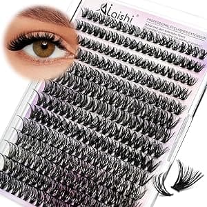 Lash Clusters Kit, DIY Cluster Extensiones de pestañas 9-16mm, 280pcs Fluffy D Curl Natural Lashes-Natural Fake Cat Eye Individual Lash Clusters(16MIX2-1-S) por Individual — capa do álbum